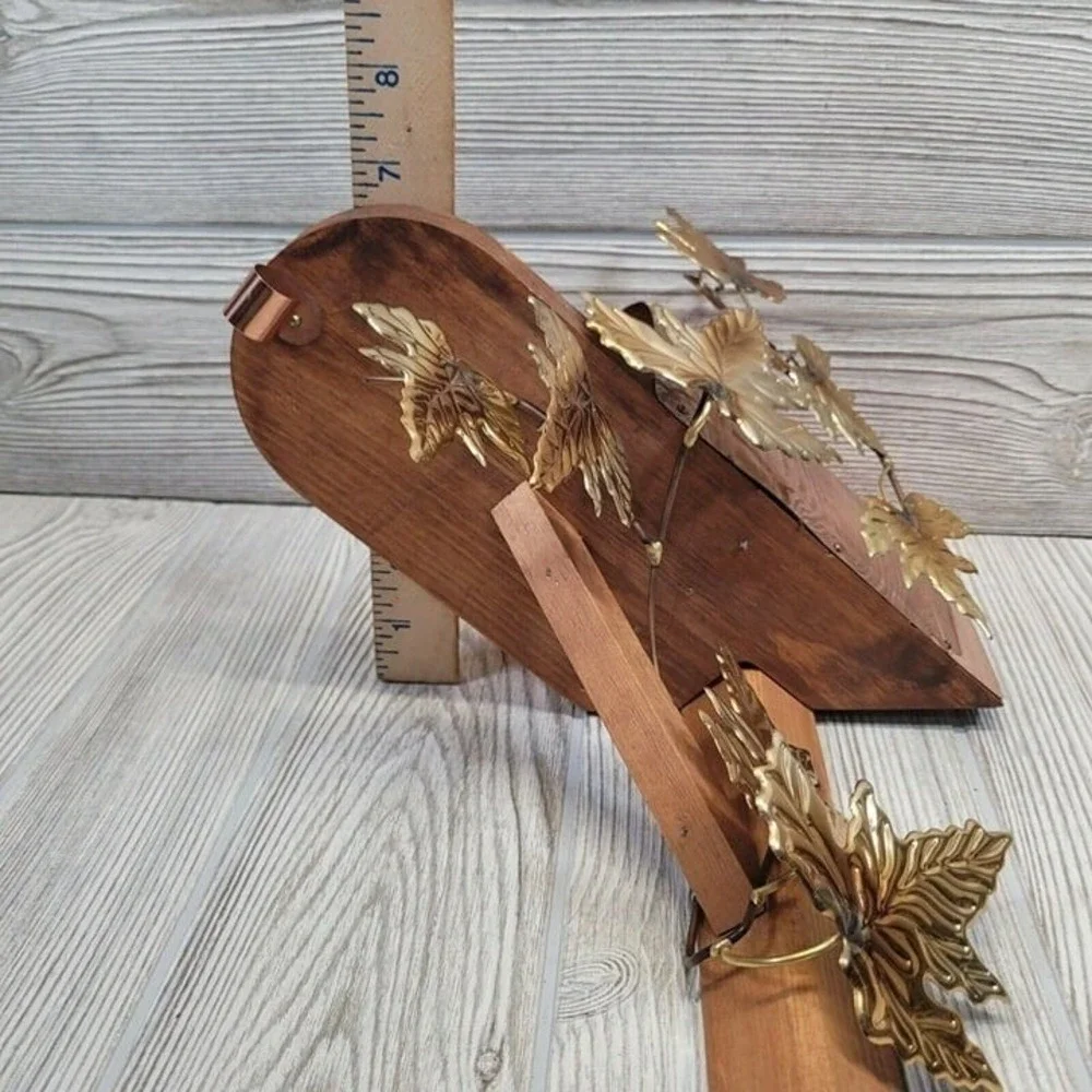 Mailbox Wall Sconce Shelf Copper Gold Autumn Maple Leaves Rustic Decor